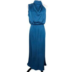 BTFBM Womens Med Sleeveless Halter Maxi Dress Elastic Waist & Button Closure